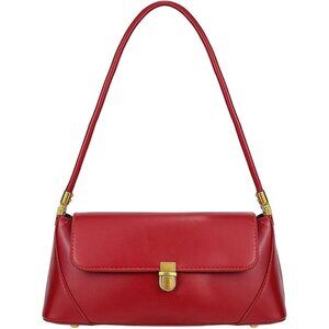 Vintage Small Red Shoulder Bag for Women Zipper Closure and Classic Design
